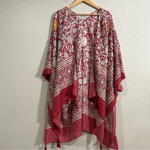 Boho Moroccan Tapestry Kimono Wrap w/ Tassels NWT One Size Leto Accessories